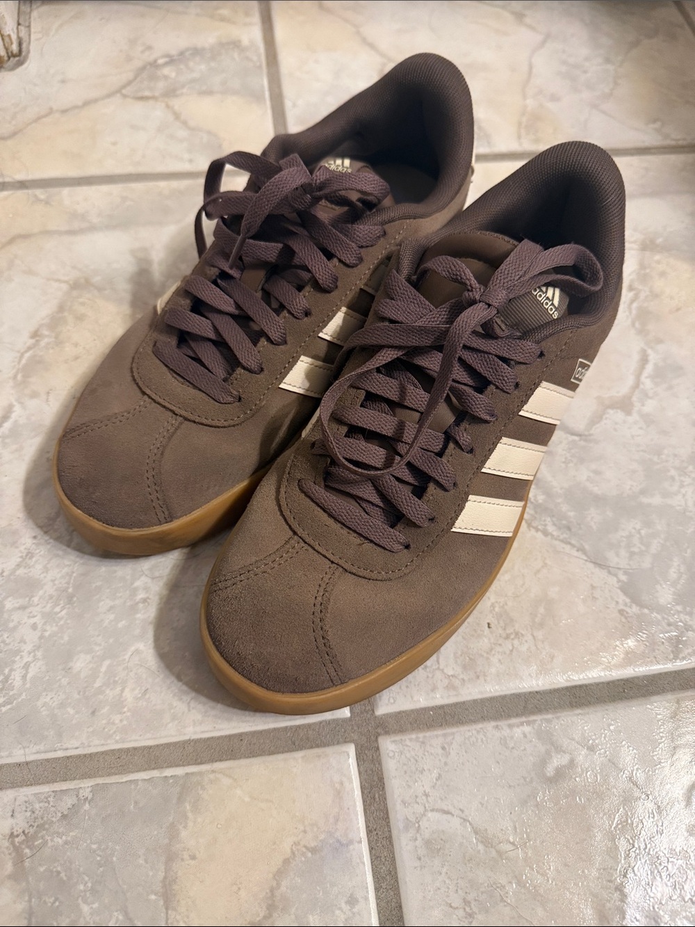 Adidas Women's Brown Suede Sneakers with Gum Sole